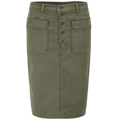 J Brand Women's Ani Button Front Skirt - Olive Drab