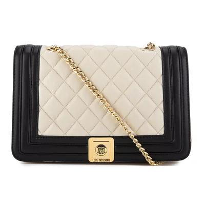 Love Moschino Women's Quilted Cross Body Bag - Black/Ivory