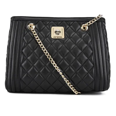 Love Moschino Women's Quilted Shoulder Bag with Chain Strap - Black