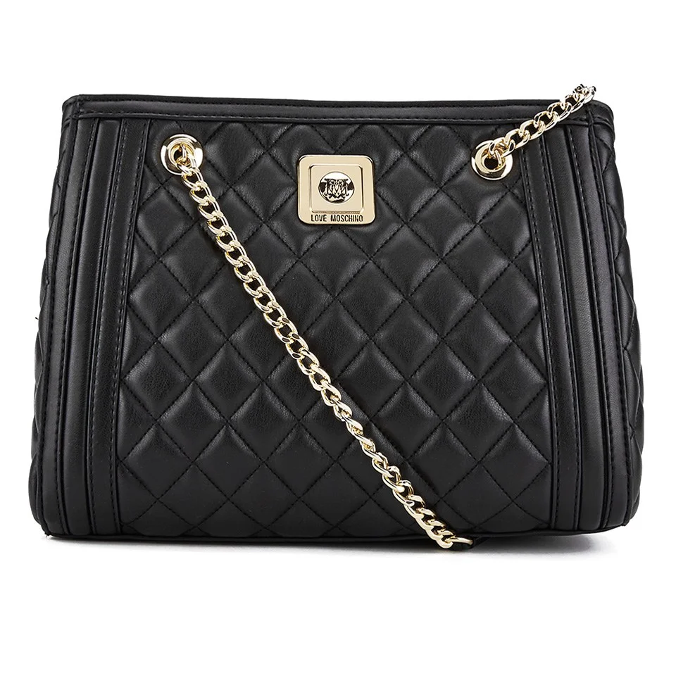 Love Moschino Women's Quilted Shoulder Bag with Chain Strap - Black Image 1