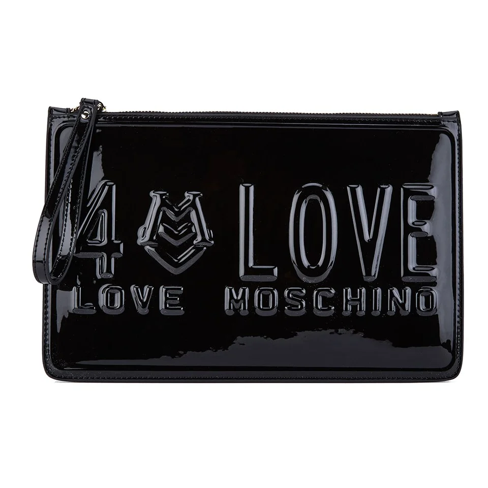 Love Moschino Women's LOVE Patent Clutch Bag - Black Image 1