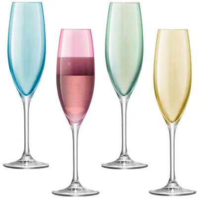 LSA Polka Pastel Champagne Flutes - 225ml (Set of 4)