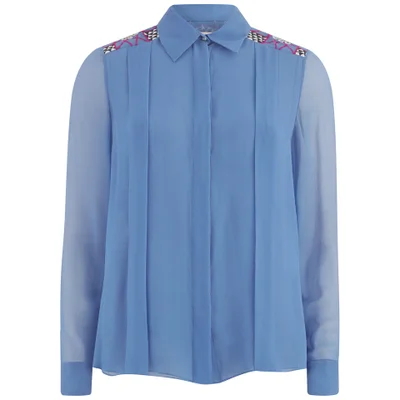 Matthew Williamson Women's Georgette Embroidered Shirt - Forget Me Not