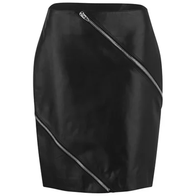Alexander Wang Women's Diagonal Zip Detail Pencil Skirt - Nocturnal