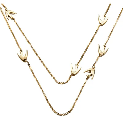 McQ Alexander McQueen Women's Fine Chain Swallow Necklace - Shiny Gold