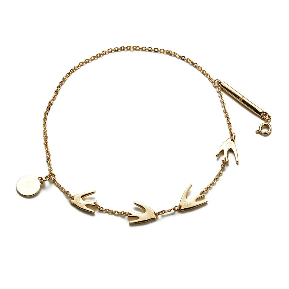 McQ Alexander McQueen Women's Fine Chain Swallow Bracelet - Shiny Gold Image 1
