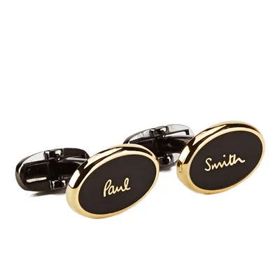 Paul Smith Accessories Men's Logo Cufflinks - Black/Gold