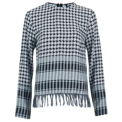House of Holland Women's Afghan Check Long Sleeve Top - Black/White