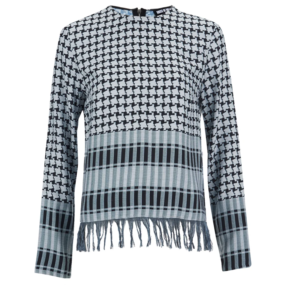 House of Holland Women's Afghan Check Long Sleeve Top - Black/White Image 1