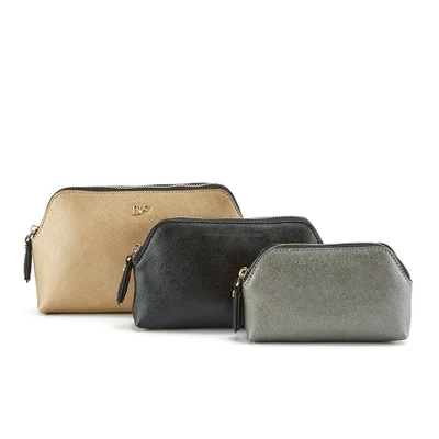 Diane von Furstenberg Women's Voyage Triplet Set Cosmetic Bag - Leather Gold/Granite/Black