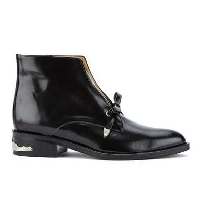 Toga Pulla Women's Bow Top Leather Ankle Boots - Black Polido