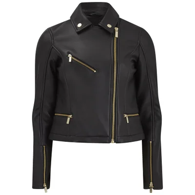 Karl Lagerfeld Women's Odina Leather Biker Jacket - Black