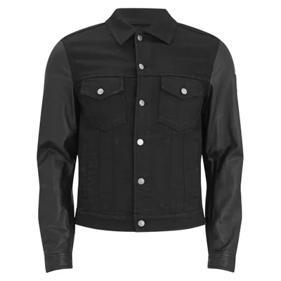 Beckham for Belstaff Men's Stockfield Denim Jacket with Leather Sleeves - Black