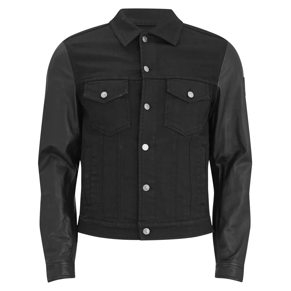 Beckham for Belstaff Men's Stockfield Denim Jacket with Leather Sleeves - Black Image 1