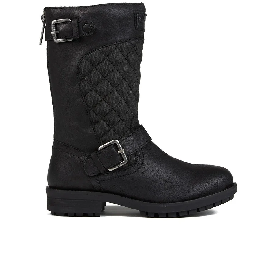 Barbour International Women's Shadow Quilted Leather Biker Boots - Black Image 1