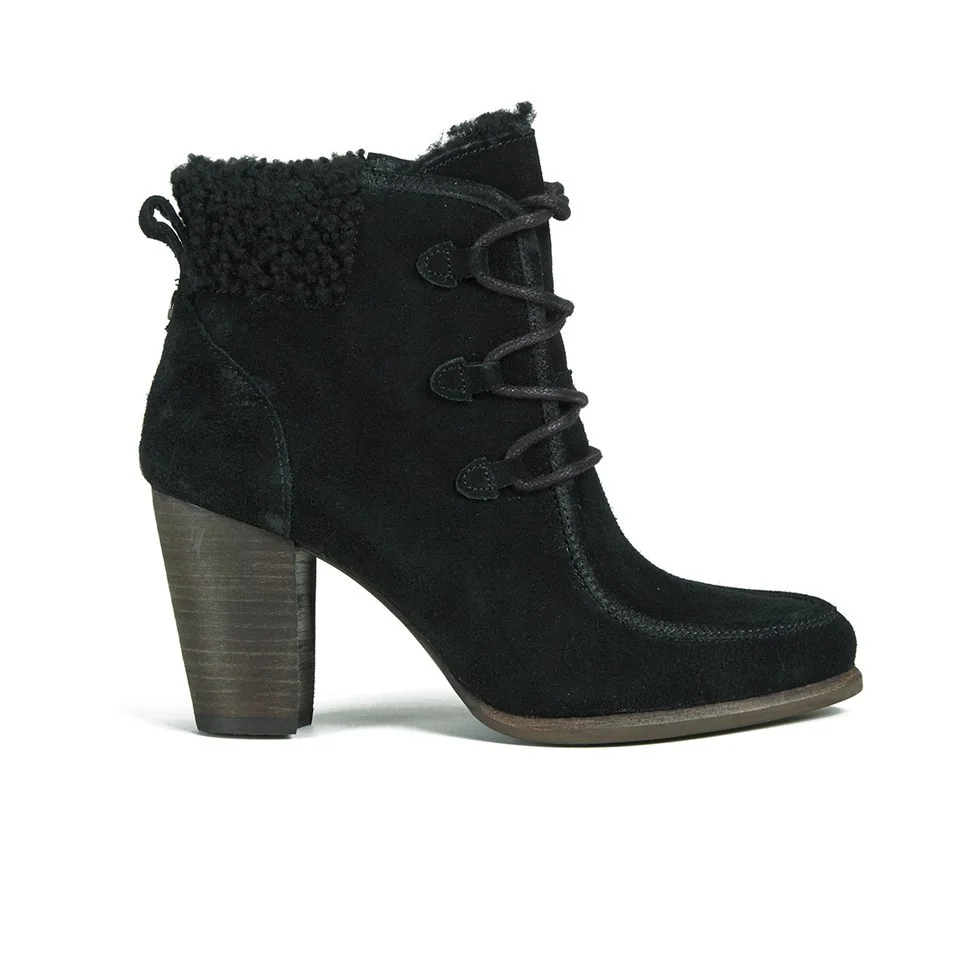 UGG Women's Analise Lace up Heeled Ankle Boots - Black Image 1