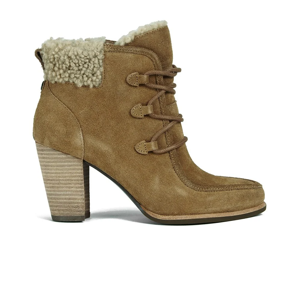 UGG Women's Analise Lace up Heeled Ankle Boots - Chestnut Image 1