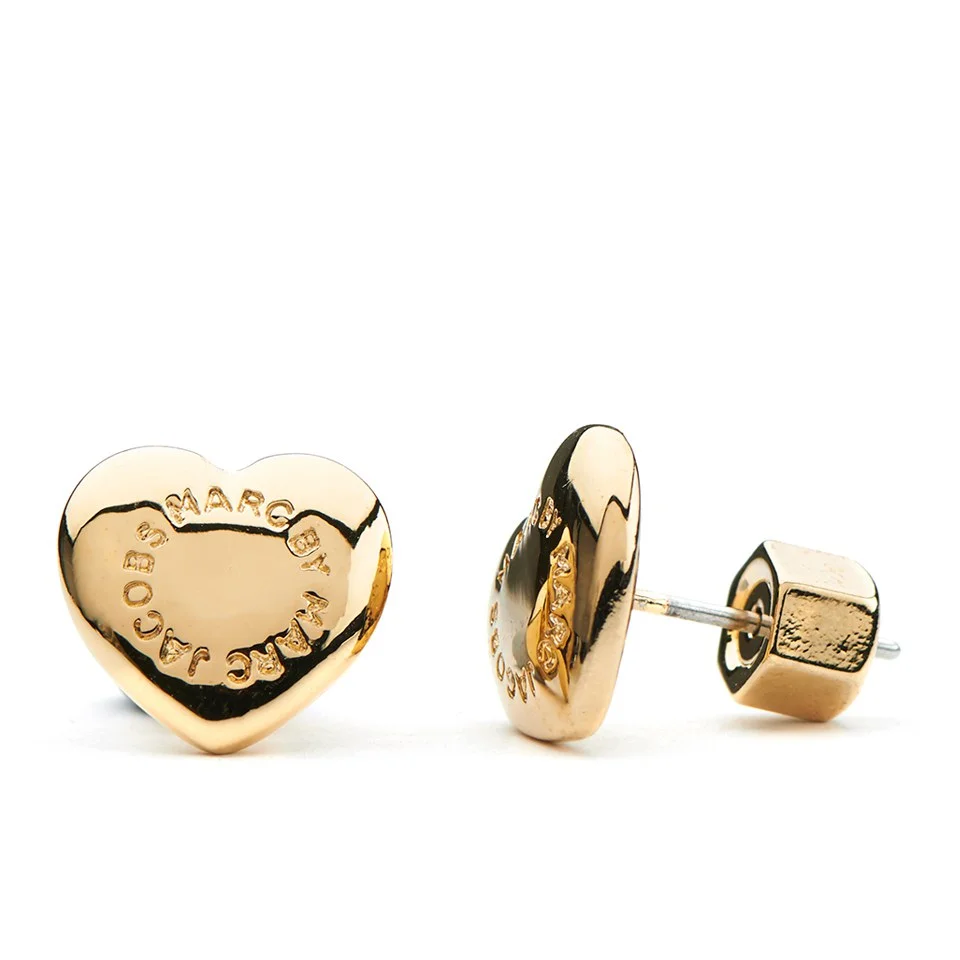 Marc by Marc Jacobs Women's Domed Logo Heart Stud Earrings - Oro Image 1