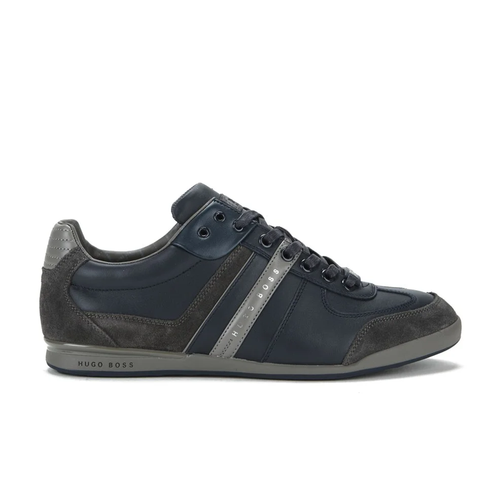 BOSS Green Men's Aki Leather/Suede Trainers - Navy Image 1