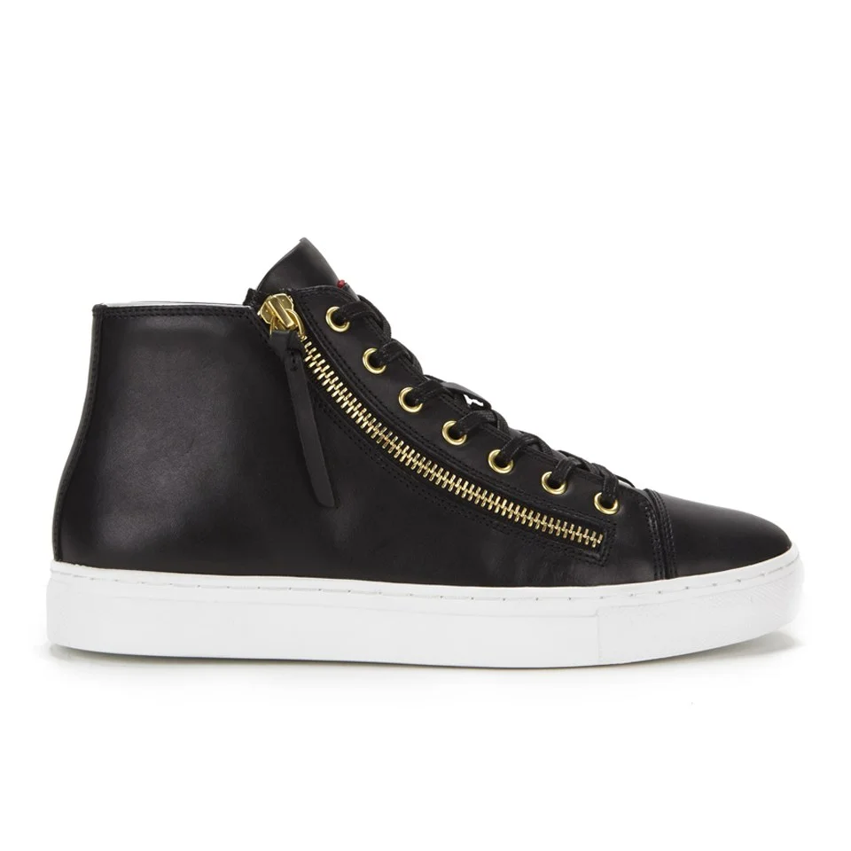 HUGO Women's Nycolette-L Leather Hi-Top Trainers - Black Image 1