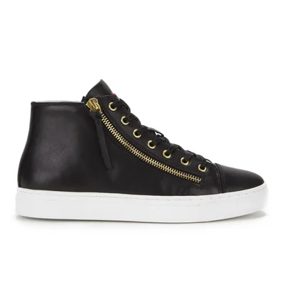 HUGO Women's Nycolette-L Leather Hi-Top Trainers - Black