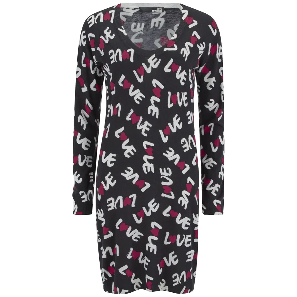Love Moschino Women's Fine All Over Print Dress - Black Image 1