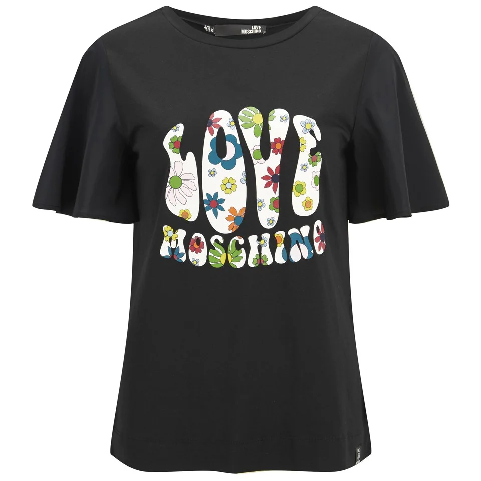 Love Moschino Women's Hippy T-Shirt with Chiffon Sleeves - Black Image 1