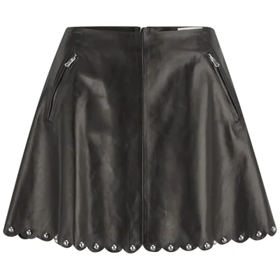 REDValentino Women's Leather Studded Skirt - Black