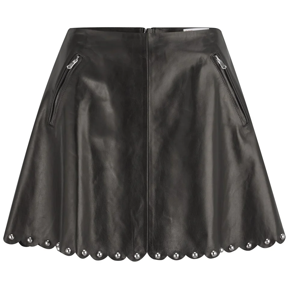 REDValentino Women's Leather Studded Skirt - Black Image 1