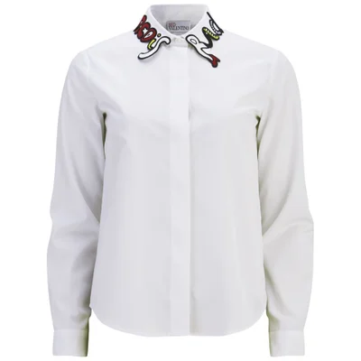 REDValentino Women's White Shirt with Collar - White