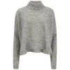 Designers Remix Women's Fino Neck Turtle Neck Sweatshirt with Side Slits - Grey Melange - Image 1