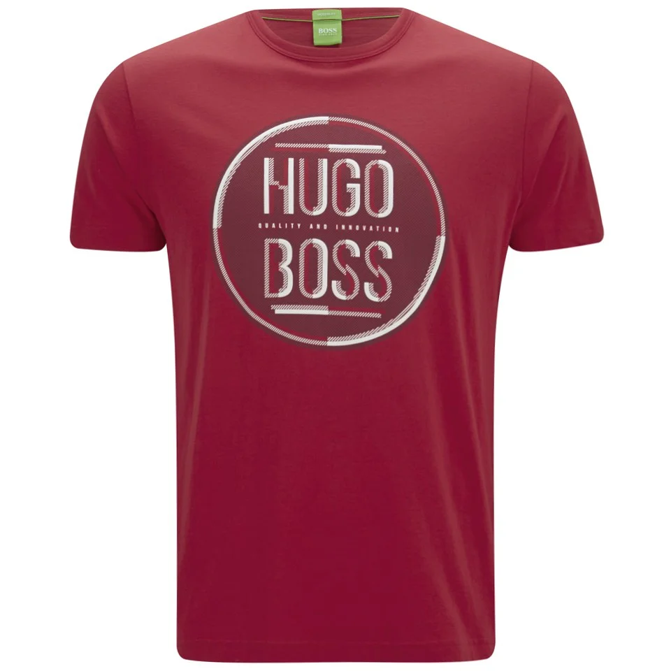 BOSS Green Men's Chest Print T-Shirt - Red Image 1