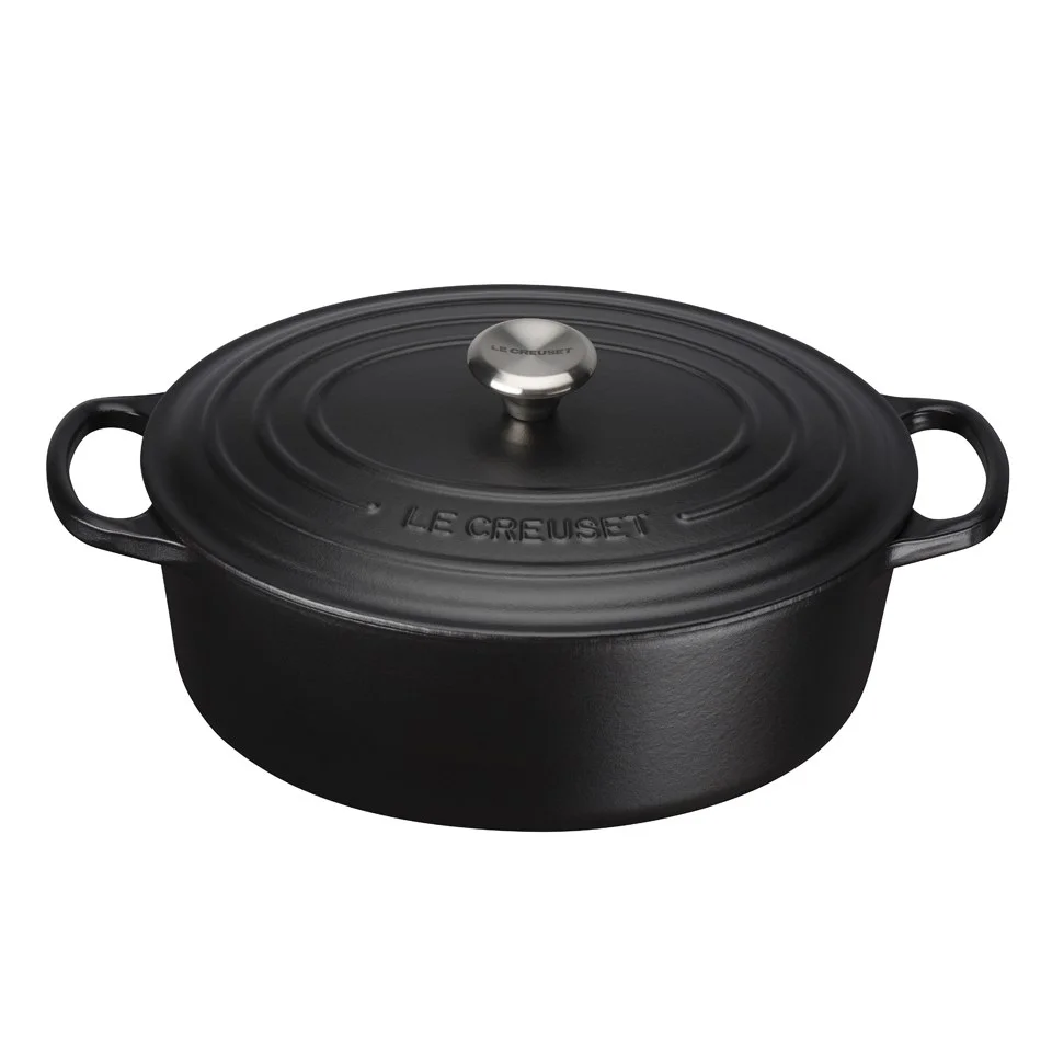 Le Creuset Signature Cast Iron Oval Casserole Dish - 27cm - Satin Black Image 1