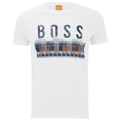BOSS Orange Men's Taiwo Printed Crew Neck T-Shirt - White