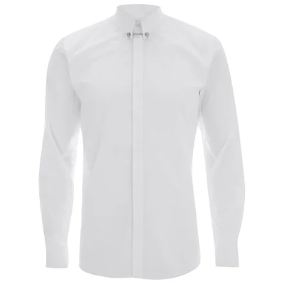HUGO Men's Enzel Long Sleeve Shirt with Skull Collar-Bar Shirt - White