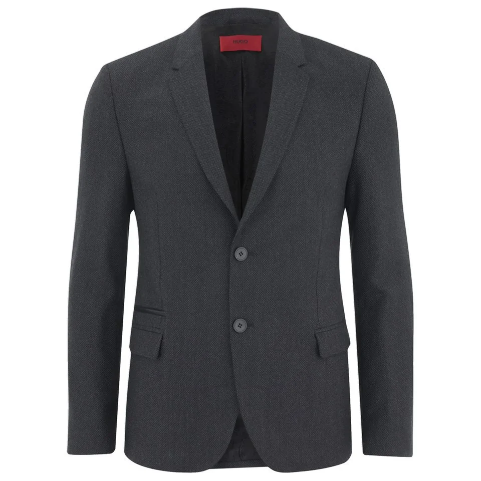 HUGO Men's Abrino Leather Elbow-Patch Suit Jacket - Charcoal Image 1