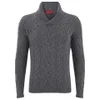 HUGO Men's Scable Shawl-Neck Cable Knitted Jumper - Light Grey - Image 1