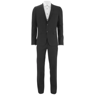 HUGO Men's Extra-Slim Fit White-Fleck 2-Piece Suit - Black/White Fleck