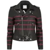Each X Other Women's Striped Leather Bands Biker Leather Jacket - Black/Red - Image 1