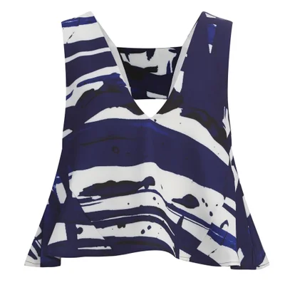 C/MEO COLLECTIVE Women's Sidelines Top - Blue Paint Print