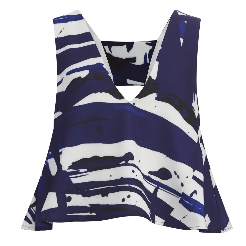 C/MEO COLLECTIVE Women's Sidelines Top - Blue Paint Print Image 1