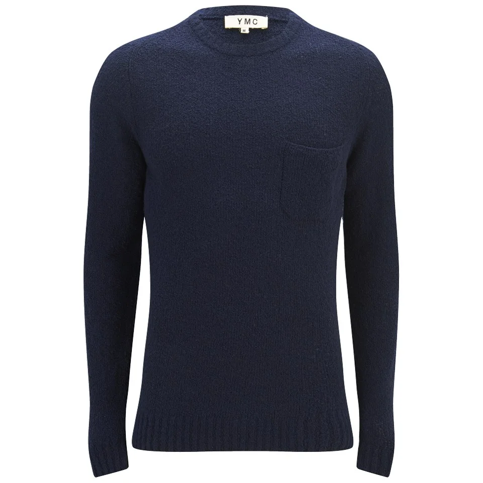 YMC Men's Boucle Wool Crew Neck Knitted Jumper - Navy Image 1