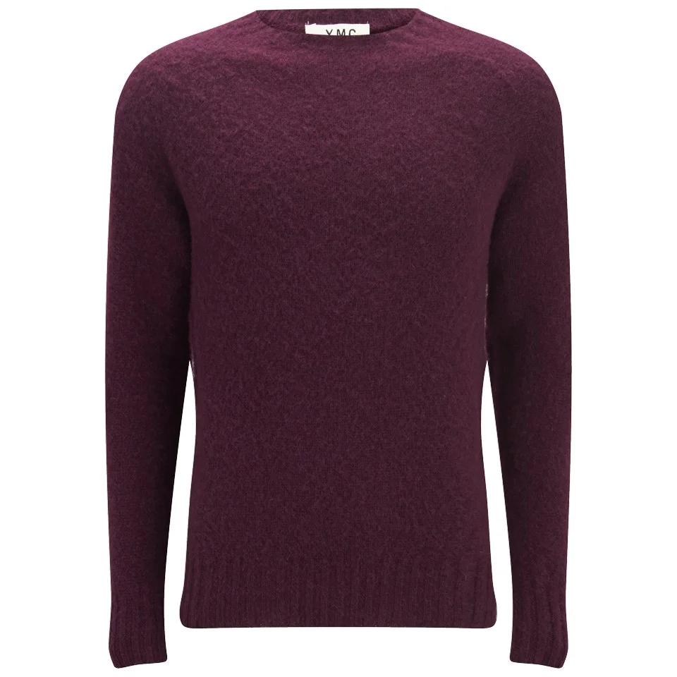YMC Men's Geelong Brushed Wool Knitted Jumper - Exclusive to Coggles - Bordeaux Image 1
