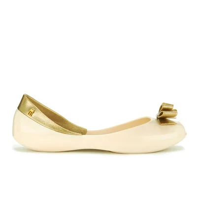 Melissa Women's Queen 14 Peep Toe Ballet Flats - Cream Gold