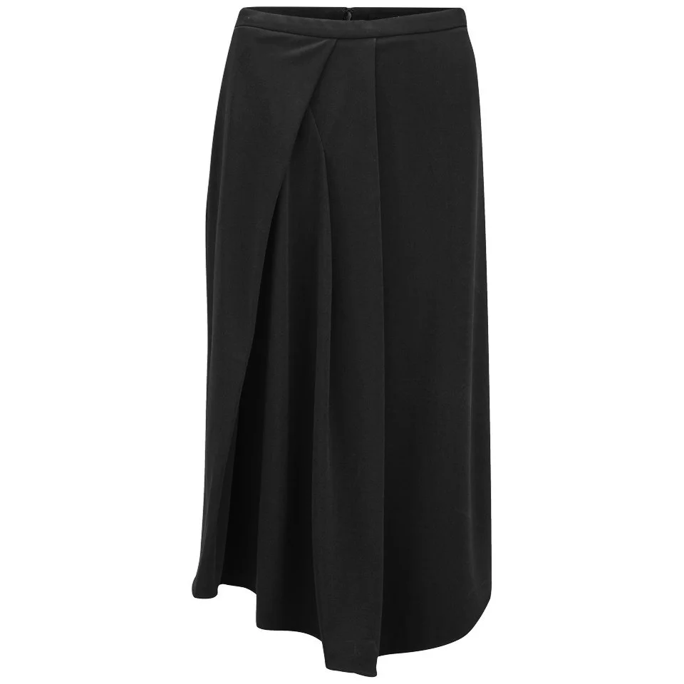 Tibi Women's Filament Viscose Jersey Side Drape Midi Skirt - Black Image 1