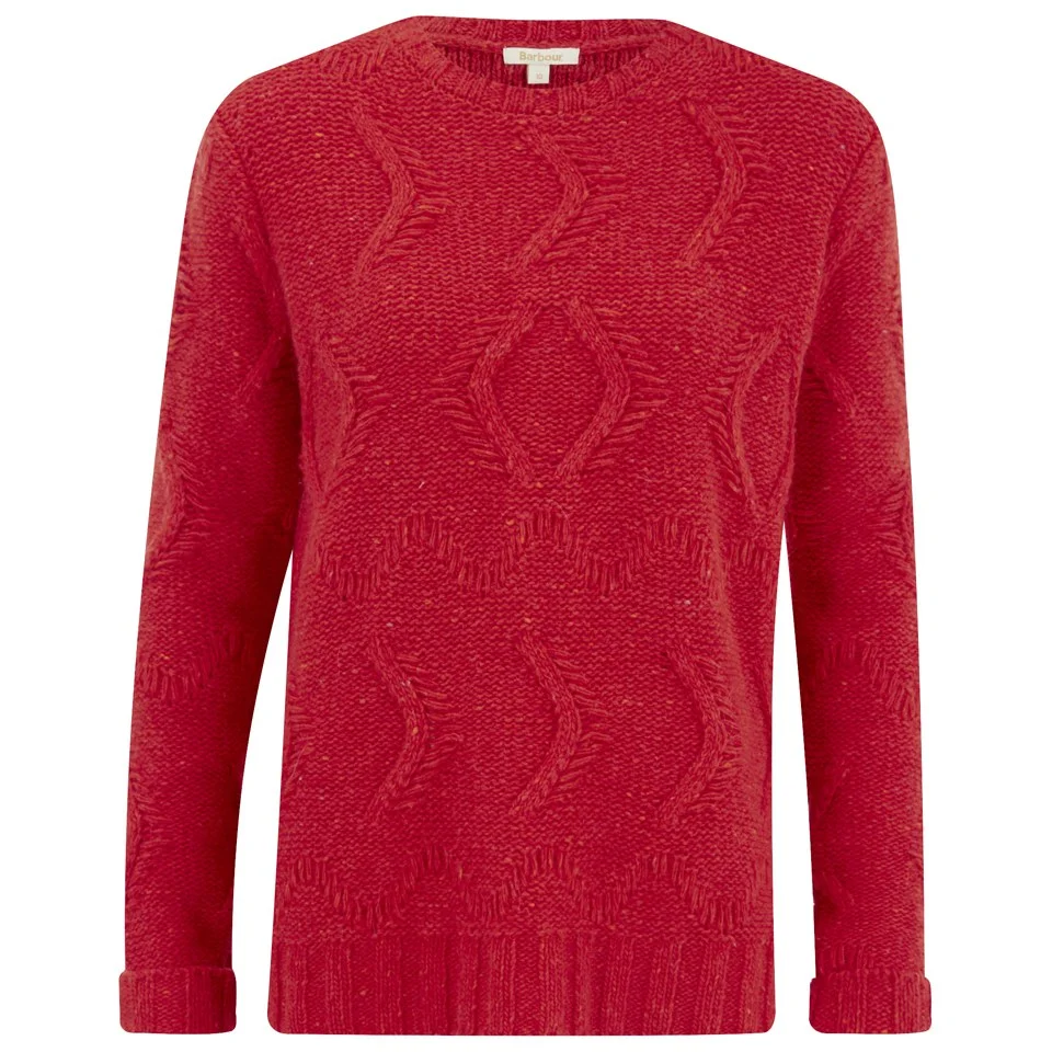 Barbour Womens Kirkby Cable Crew Jumper - Red Image 1
