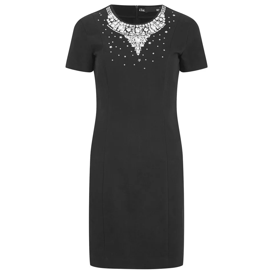 Love Moschino Women's Beaded Short Sleeve Dress - Black Image 1