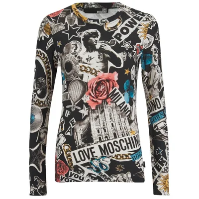 Love Moschino Women's Signature Print T-Shirt - Black Print