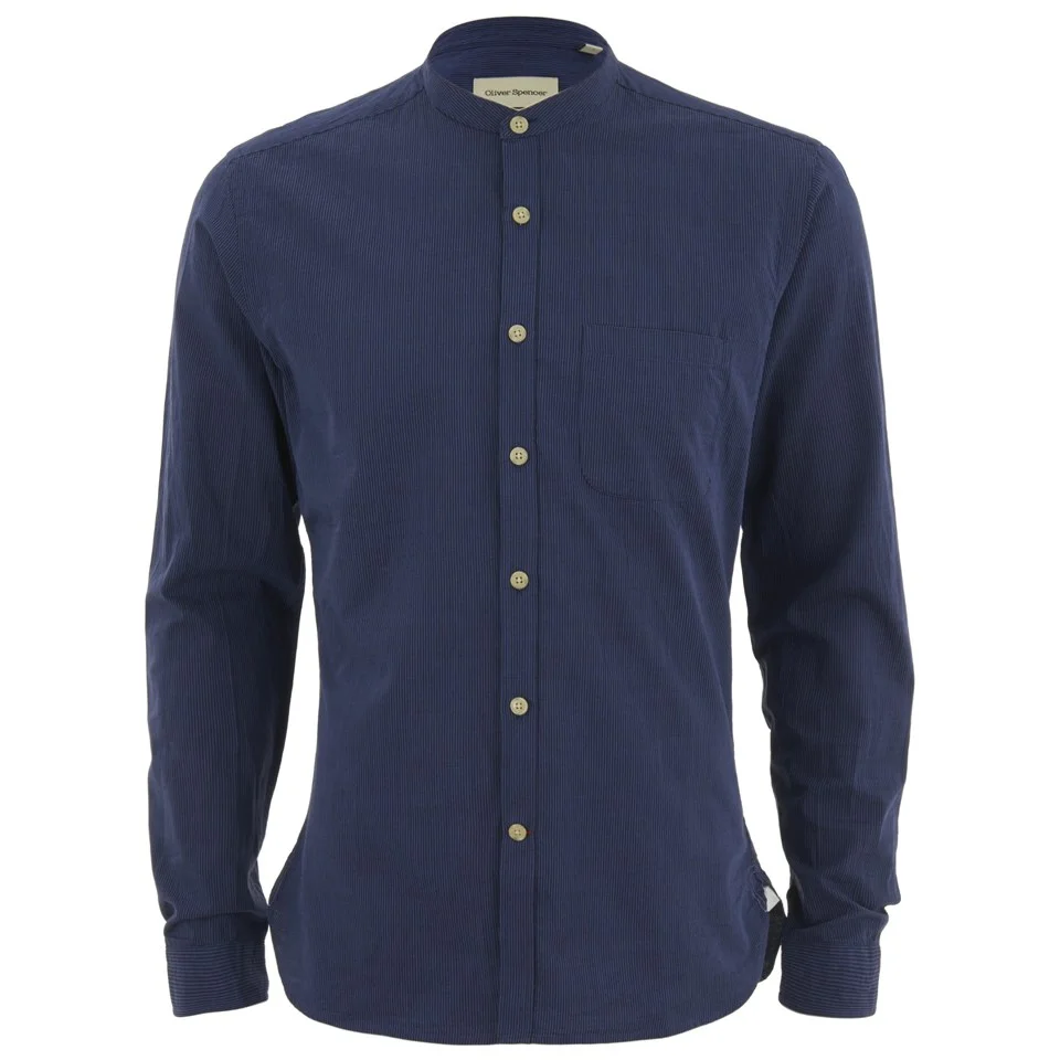Oliver Spencer Men's Grandad Long Sleeve Shirt - Broadstone Blue Image 1
