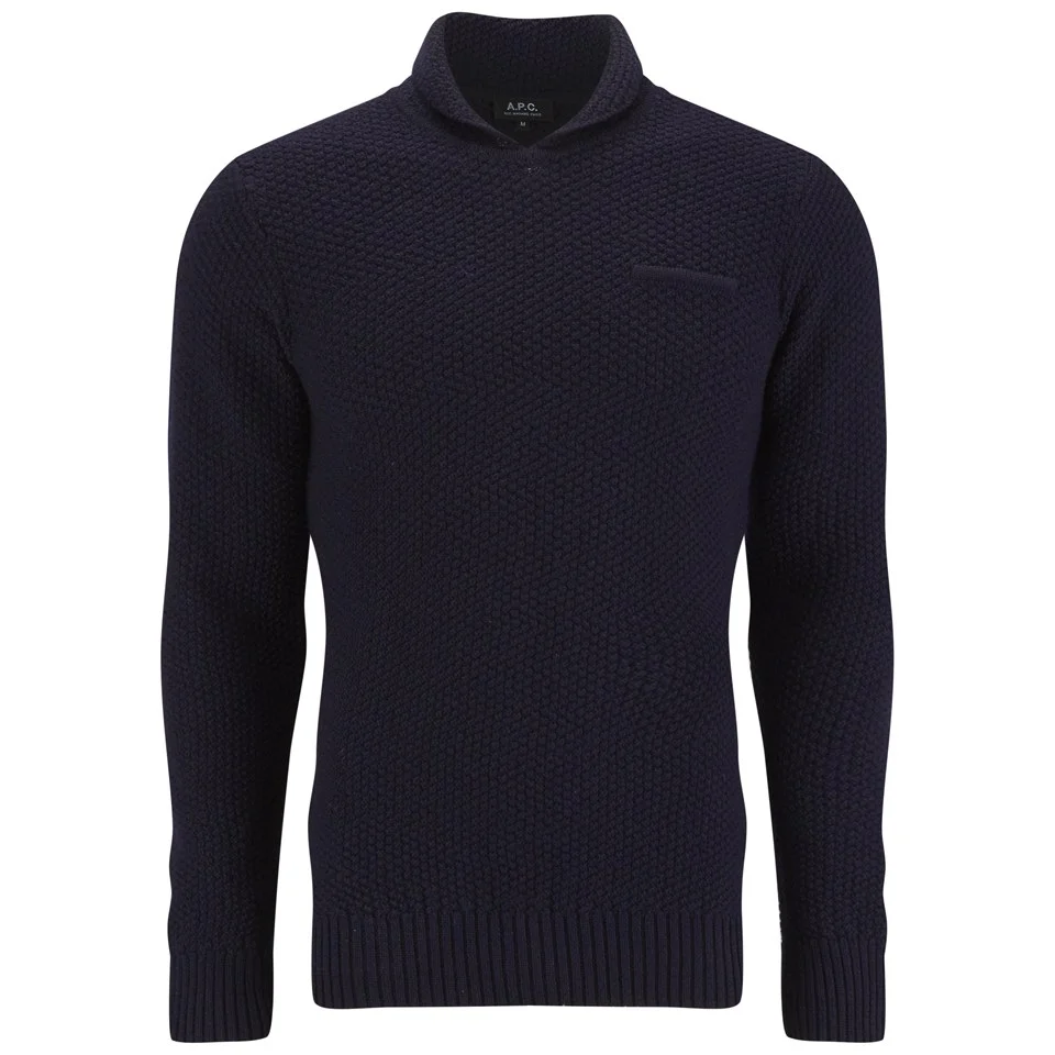 A.P.C. Men's Pull Daddy Shawl Neck Knitted Jumper - Navy Image 1